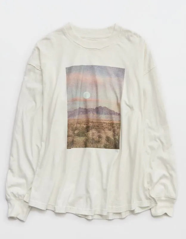 Aerie Cozy Oversized Long Sleeve Boyfriend T-Shirt