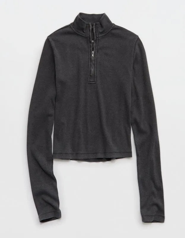 Aerie Long Sleeve Quarter Zip T-Shirt