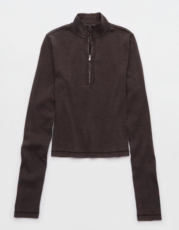 Aerie Long Sleeve Quarter Zip T-Shirt