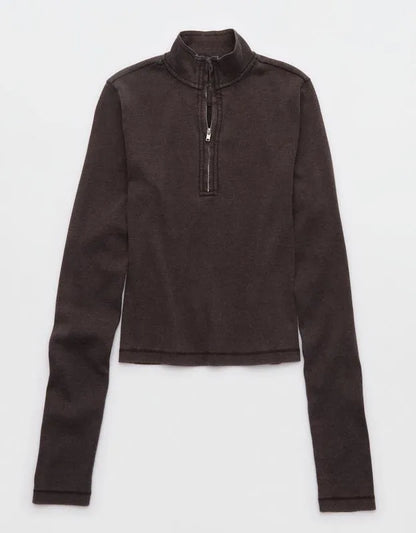 Aerie Long Sleeve Quarter Zip T-Shirt