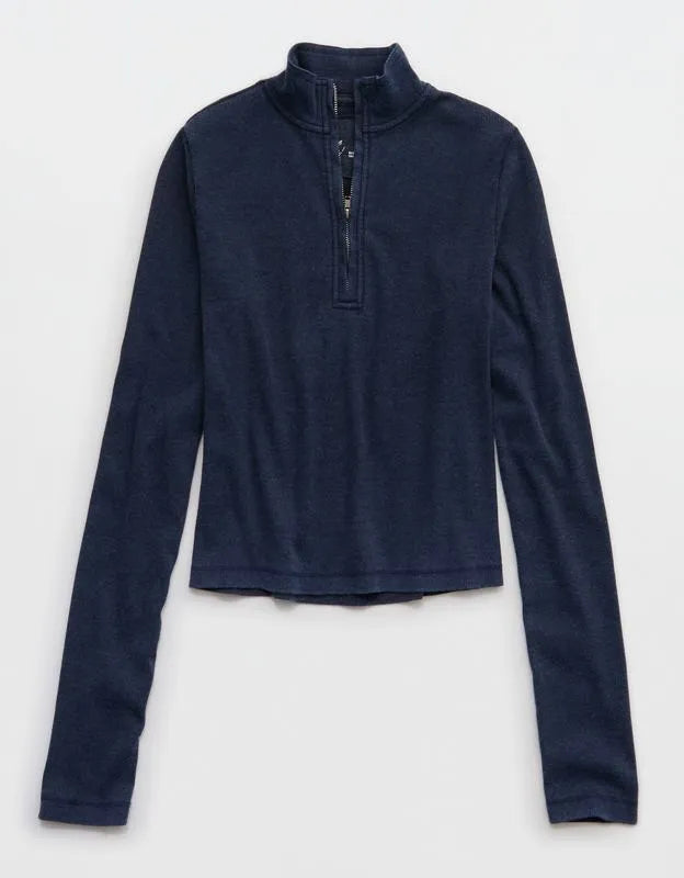 Aerie Long Sleeve Quarter Zip T-Shirt