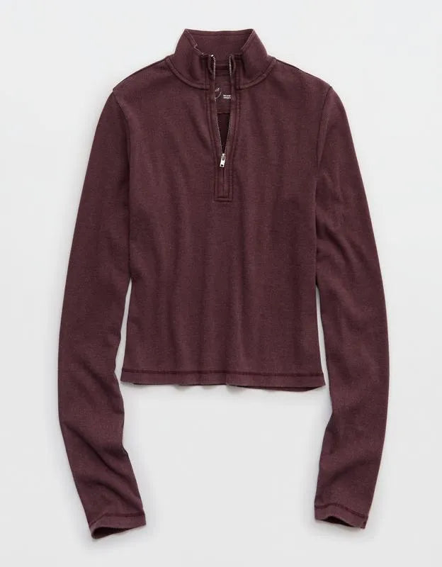 Aerie Long Sleeve Quarter Zip T-Shirt