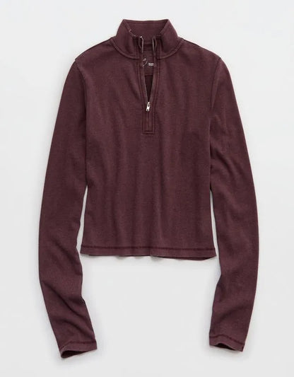 Aerie Long Sleeve Quarter Zip T-Shirt