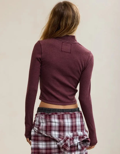 Aerie Long Sleeve Quarter Zip T-Shirt
