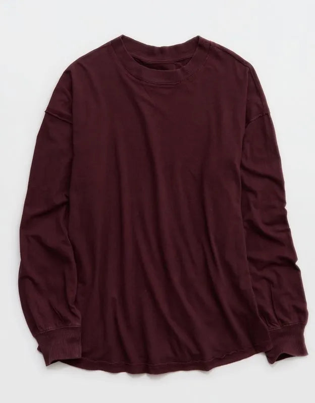 Aerie Cozy Oversized Long Sleeve Boyfriend T-Shirt