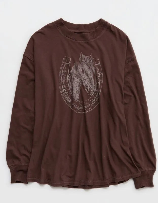 Aerie Cozy Oversized Long Sleeve Boyfriend T-Shirt