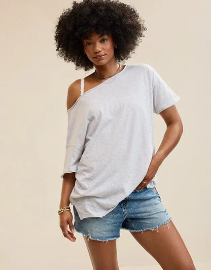 Aerie Off The Shoulder Oversized Boyfriend T-Shirt