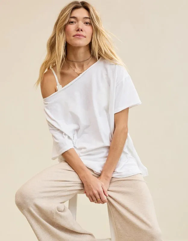 Aerie Off The Shoulder Oversized Boyfriend T-Shirt