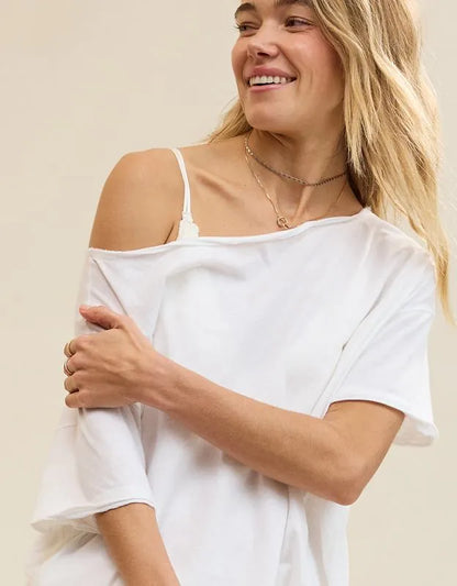 Aerie Off The Shoulder Oversized Boyfriend T-Shirt