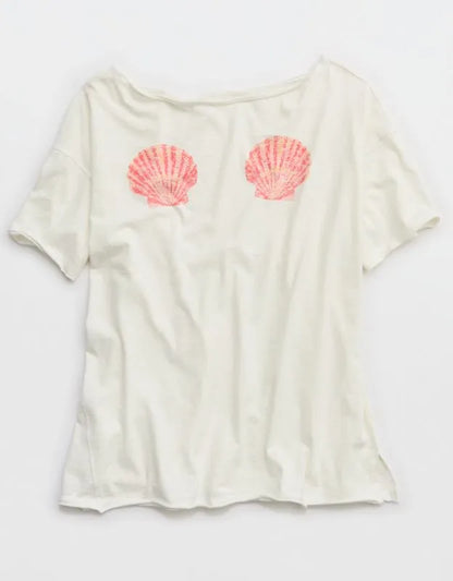 Aerie Off The Shoulder Oversized Boyfriend T-Shirt