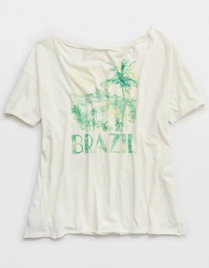 Aerie Off The Shoulder Oversized Boyfriend T-Shirt