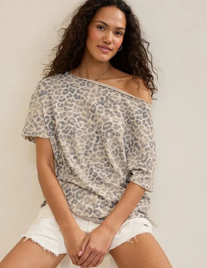 Aerie Off The Shoulder Oversized Boyfriend T-Shirt