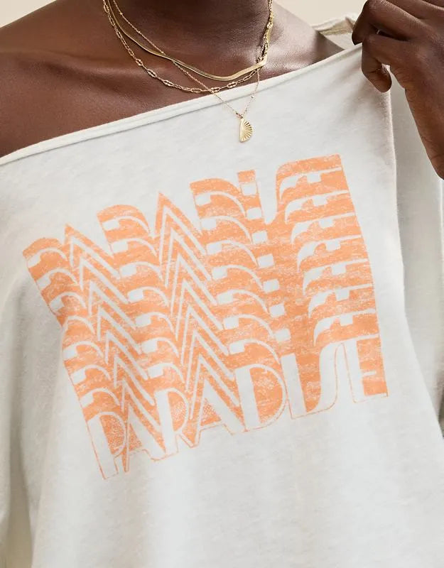 Aerie Off The Shoulder Oversized Boyfriend T-Shirt
