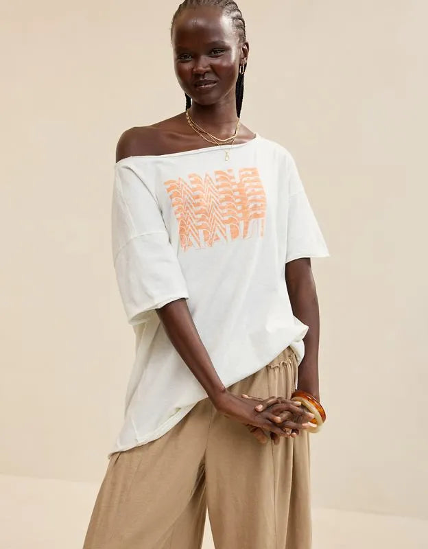 Aerie Off The Shoulder Oversized Boyfriend T-Shirt