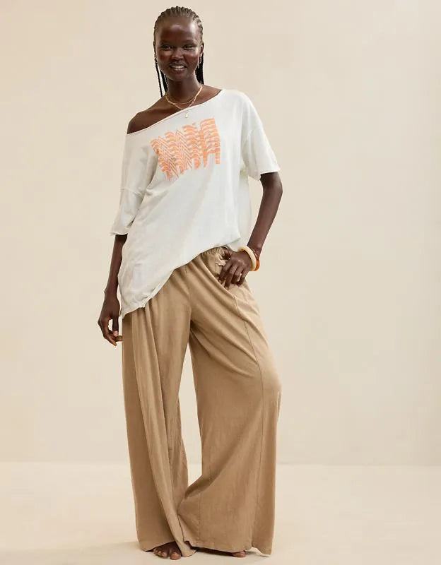 Aerie Off The Shoulder Oversized Boyfriend T-Shirt