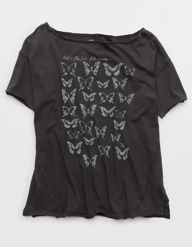 Aerie Off The Shoulder Oversized Boyfriend T-Shirt