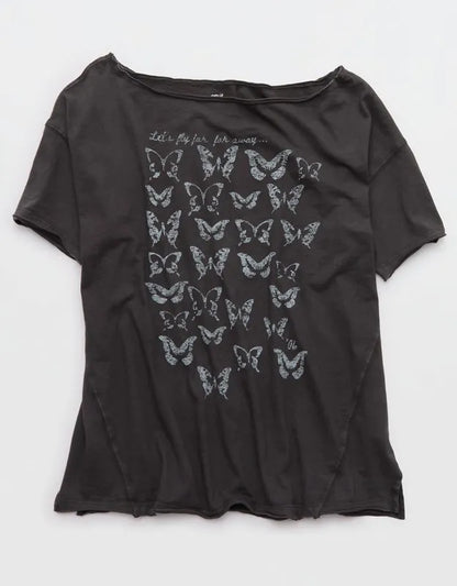 Aerie Off The Shoulder Oversized Boyfriend T-Shirt
