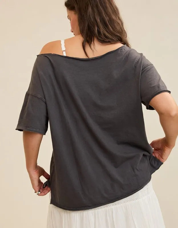 Aerie Off The Shoulder Oversized Boyfriend T-Shirt