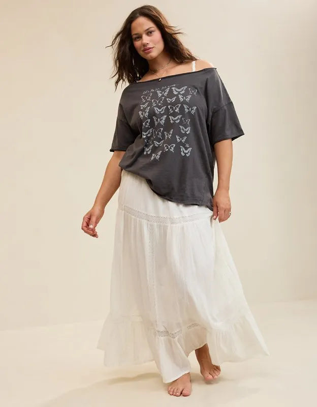 Aerie Off The Shoulder Oversized Boyfriend T-Shirt