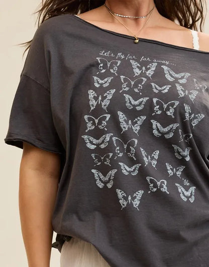 Aerie Off The Shoulder Oversized Boyfriend T-Shirt