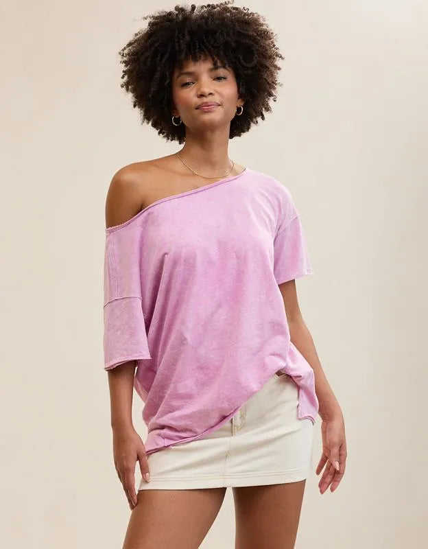 Aerie Off The Shoulder Oversized Boyfriend T-Shirt