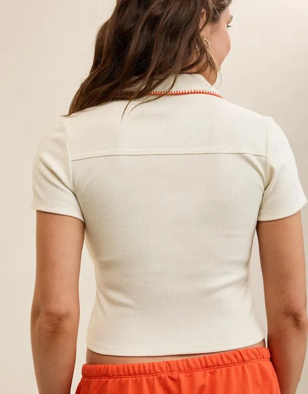 Aerie Cropped Polo T-Shirt