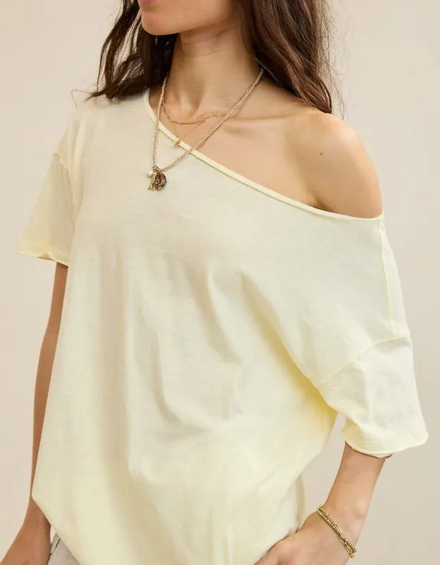 Aerie Off The Shoulder Oversized Boyfriend T-Shirt