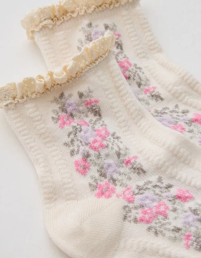 Aerie Ruffle Floral Quarter Socks