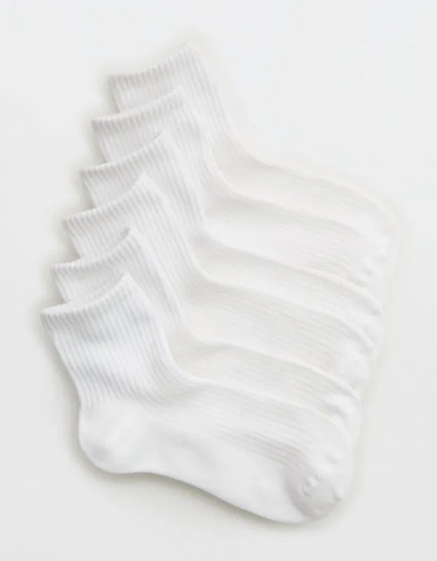 Aerie Basic Cotton Ribbed Quarter Sock 3-Pack