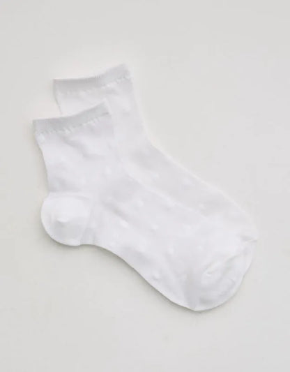 Aerie Sheer Happiness Lace Quarter Socks