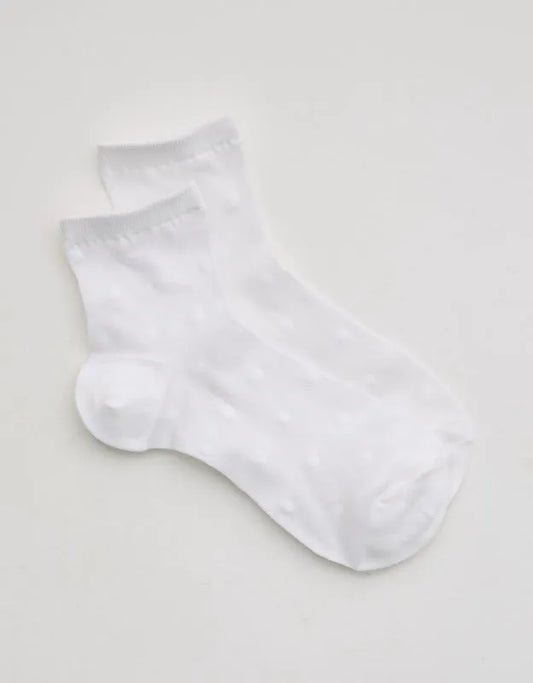 Aerie Sheer Happiness Lace Quarter Socks