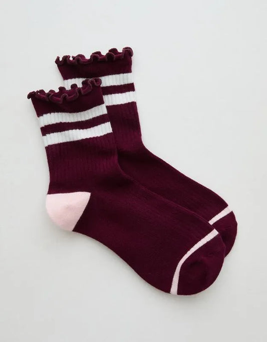 Aerie Lettuce Edge Everyday Quarter Socks