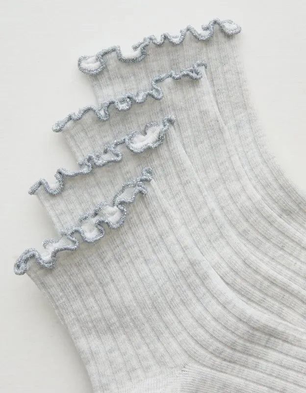 Aerie Lettuce Edge Quarter Sock 2-Pack