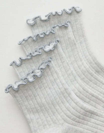 Aerie Lettuce Edge Quarter Sock 2-Pack