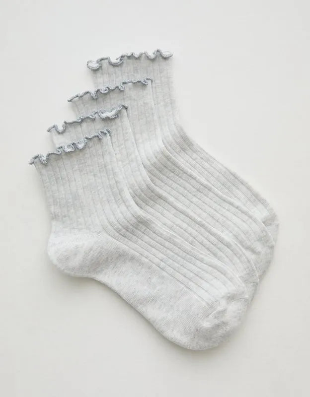 Aerie Lettuce Edge Quarter Sock 2-Pack
