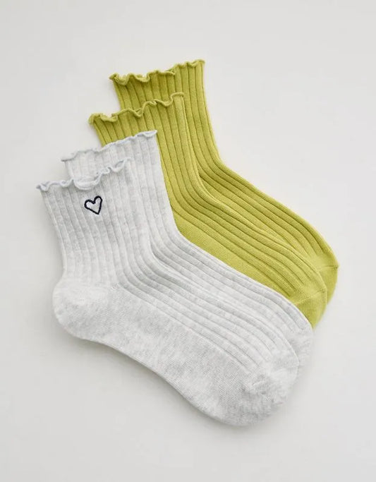 Aerie Lettuce Edge Quarter Sock 2-Pack