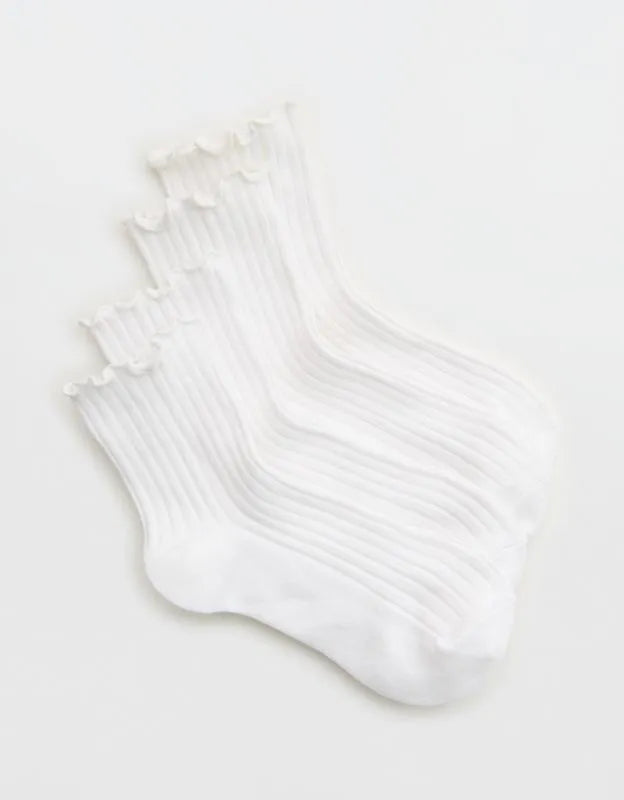Aerie Lettuce Edge Quarter Sock 2-Pack