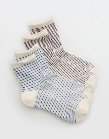 Aerie Ribbed Cotton Quarter Sock 2-Pack