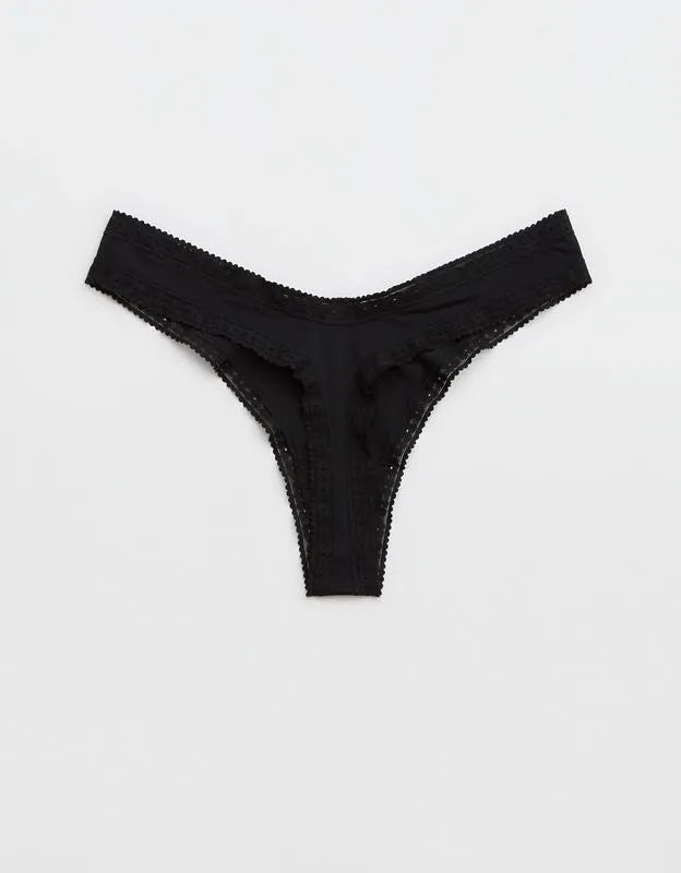 SMOOTHEZ Microfiber Lace High Cut Thong Underwear