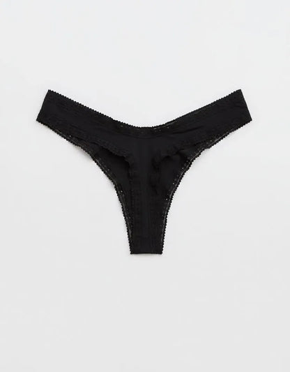 SMOOTHEZ Microfiber Lace High Cut Thong Underwear