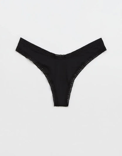 SMOOTHEZ Microfiber Lace High Cut Thong Underwear