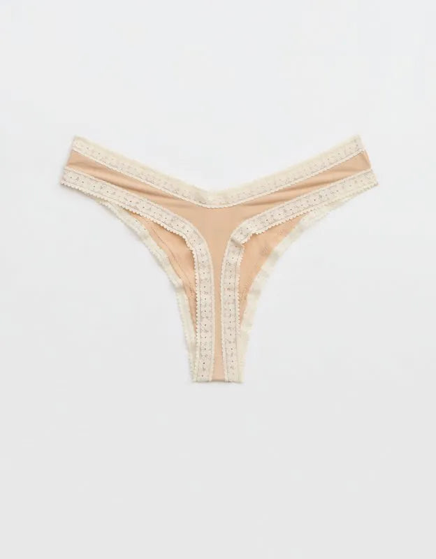 SMOOTHEZ Microfiber Lace High Cut Thong Underwear
