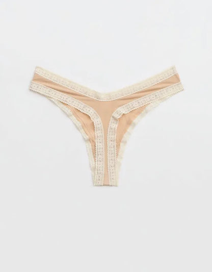 SMOOTHEZ Microfiber Lace High Cut Thong Underwear