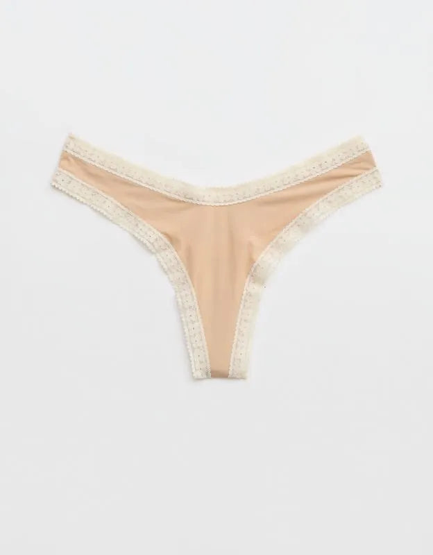 SMOOTHEZ Microfiber Lace High Cut Thong Underwear