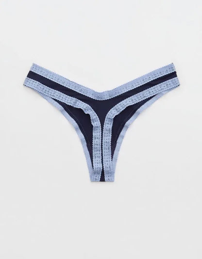 SMOOTHEZ Microfiber Lace High Cut Thong Underwear