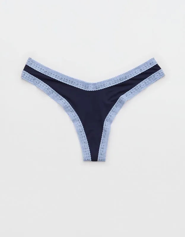 SMOOTHEZ Microfiber Lace High Cut Thong Underwear