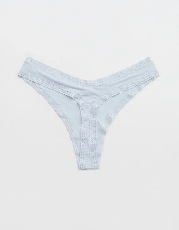 SMOOTHEZ Microfiber Lace High Cut Thong Underwear