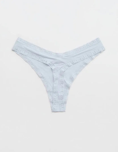 SMOOTHEZ Microfiber Lace High Cut Thong Underwear