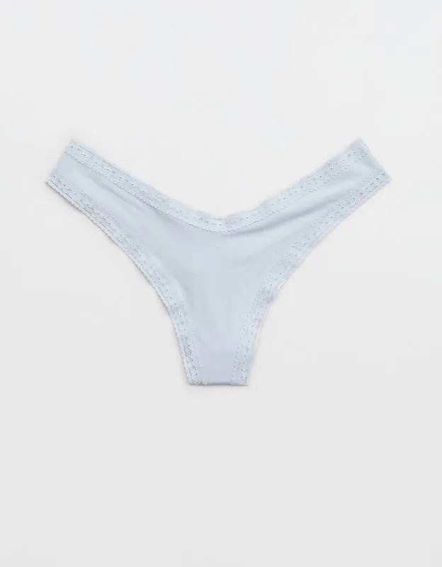 SMOOTHEZ Microfiber Lace High Cut Thong Underwear