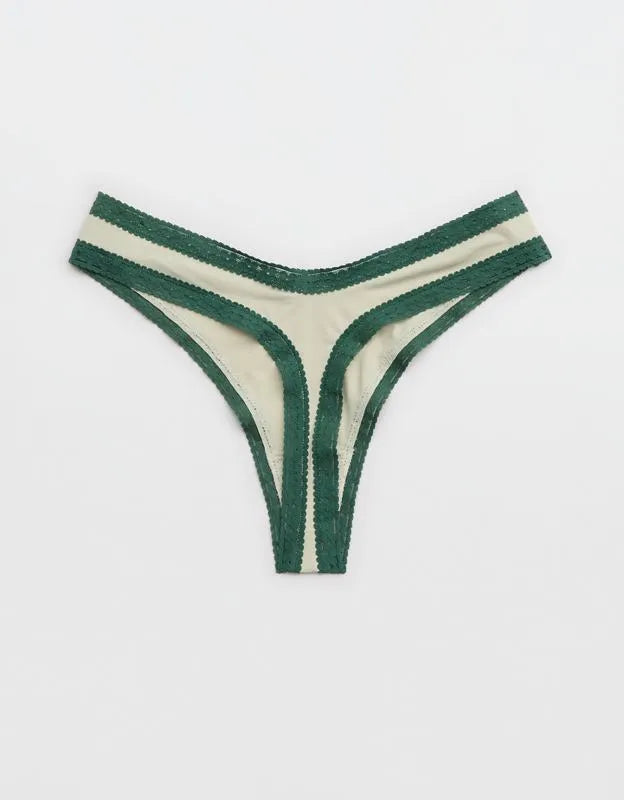 SMOOTHEZ Microfiber Lace High Cut Thong Underwear